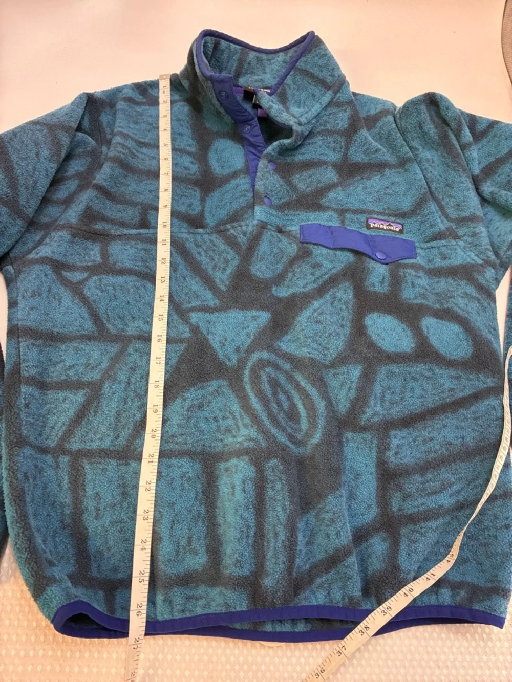 2015 PATAGONIA SYNCHILLA SNAP-T PULLOVER, SHALE/NAVY ABSTRACT PRINT RETIRED/RARE - Picture 14 of 16